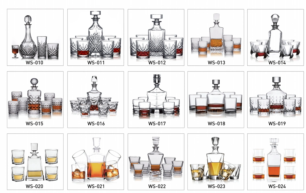 Huahangna Unique Design Premium Bourbon Non-Lead Crystal Whiskey Decanter and Glass Set in Gift Box for Company Brand Promotion Event