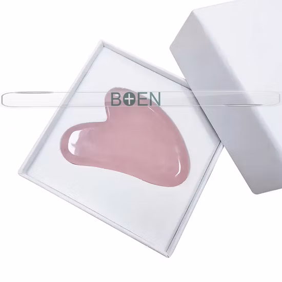 En forme de coeur Gua Sha Guasha Conseil Rose Quartz Rose Jade Pierre Grattage Massage Outil Gua Sha Conseil