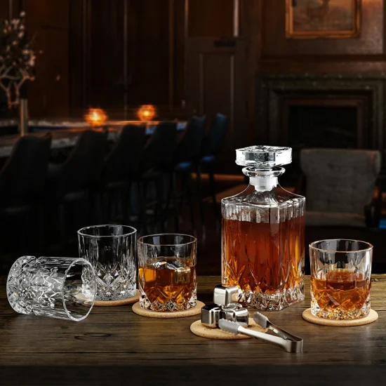 Ensemble de verres à whisky en cristal sans plomb de 750 ml/ensemble de 7 carafes à whisky avec boîte-cadeau/ensemble de verrerie avec emballage personnalisé