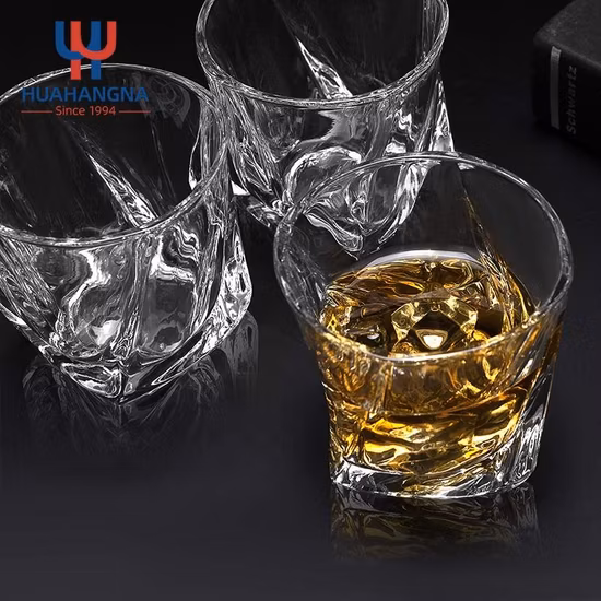 Unique 7 Oz Lowball Tumbler Verres Twisted Crystal Old Fashioned Rocks Whisky Verres Ensemble dans une boîte-cadeau pour papa petit ami cadeau
