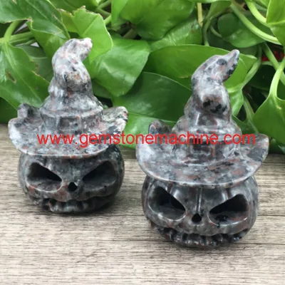 Vente en gros de haute qualité naturelle belle Yooperlite Halloween citrouille obsidienne crâne de citrouille