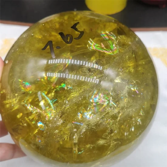 Sphère de guérison en boule de cristal de quartz citrine naturelle arc-en-ciel