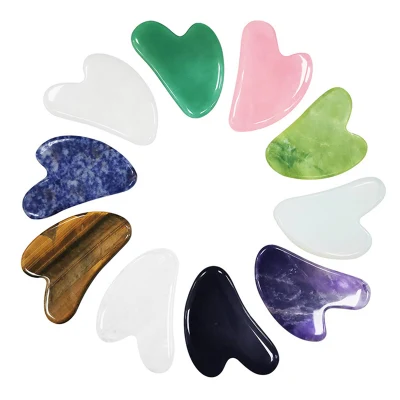 Soins de santé Beauté Guasha Masseur Jade Naturel Vert Rose Quartz Améthyste Rouleau Divers Gua Sha Board Collection